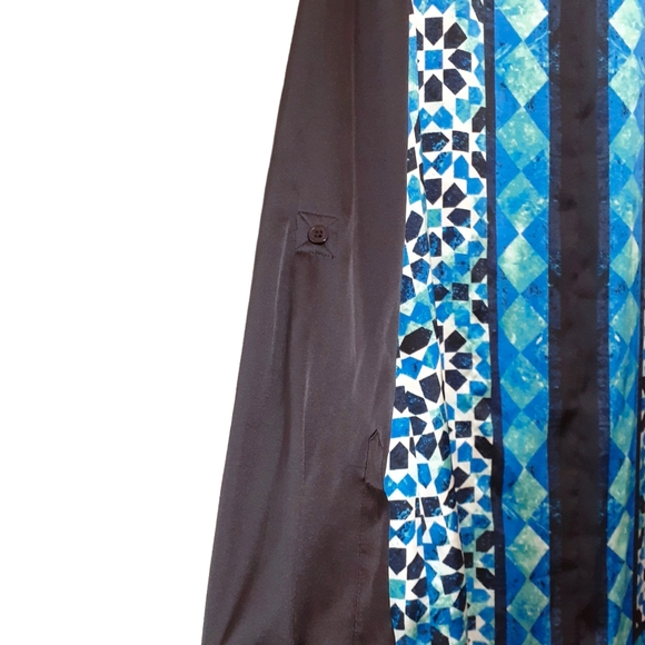 Women's Michael Kors Blue Geometric Print Button Down Dress, XL - Picture 5 of 5